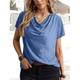 T shirt Tee Femme Noir Rose Claire Bleu Plein Casual Mode Tour de cou Standard S