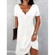 Femme robe noire Robe casual Robe Fourreau Plein Couleur monochrome A Volants Col festonné Mini robe mode basique du quotidien Vacances Manche Courte Eté Printemps