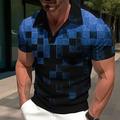 Homme POLO Tee Shirt Golf Plaid Imprimés Photos Géométrie Collier cubain Jaune Rouge Bleu Bleu Ciel Violet Extérieur Plein Air Manches courtes Imprimer Vêtement Tenue Mode Design Décontractées