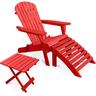 Stuhl für den Außenbereich mit Fußhocker und Tisch für den Außenbereich & Garten - Holz - Alana Rot