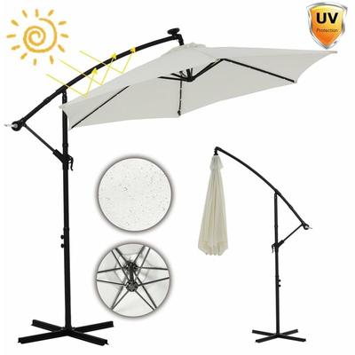 Marktschirm Beige Kurbelschirm 350 cm Sonnenschirm Ampelschirm led Gartenschirm Terrassenschirm 3,5 Image