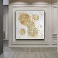 Oil painting hand painted Boho Wall Art Gold Circle Painting On Canvas Silver Abstract Painting Original Gold Leaf Texture Art Painting Large Wall Art painting for Living Room Artwork