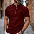 Men's Polo Shirt Golf Shirt Street Casual Stand Collar Short Sleeve Fashion Basic Solid Color Plain Classic Summer Regular Fit Black Burgundy Navy Blue Polo Shirt