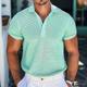 Men's Golf Shirt Knit Polo Business Casual Classic Short Sleeve Fashion Solid Color Button Summer Spring Regular Fit Light Green Golf Shirt