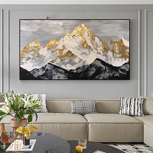 handgemachte Landschaft Wandkunst Gold Berge 3D schwere strukturierte Ölgemälde moderne abstrakte Kunstwerk Leinwand Bilder Wohnkultur kein Rahmen Image