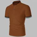 Men's Polo Shirt Golf Shirt Casual Holiday Stand Collar Short Sleeve Fashion Basic Plain Button Summer Regular Fit Dark Brown Dark Red Black White Polo Shirt