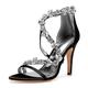 Damen Hochzeit Schuhe Bling-Bling-Schuhe Funkelnde Schuhe Brautschuhe Kristall Stöckelschuh Offene Spitze luxuriös Satin Reißverschluss Silber Schwarz Weiß