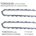 Tonchean - Guide et chaîne pour tronçonneuse,Lot de 2 chaînes de tronçonneuse Faible Rebond 3/8'LP