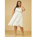 Plus Size Pleated Floral A Line Dress