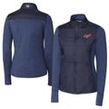 Women's Cutter & Buck Navy Dayton Flyers Vault DryTec Stealth Hybrid Quilted Full-Zip Windbreaker Jacket