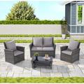 Winston Porter 4 Pieces Outdoor Patio Furniture Sets, Garden Rattan Chair Wicker Set | Wayfair C67215F3EBBF4293AC6A96CBB648D03A