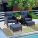 Winston Porter 5 Piece Outdoor Patio Furniture Set, All Weather PE Rattan Conversation Chairs for Poolside Garden | Wayfair