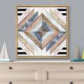 wall26 " Western Decor Geometric Brown, Blue & Pink Diamond Abstract Patterns Wood Panels Modern Art Pastel " on | 16 H x 16 W x 1.5 D in | Wayfair