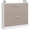 Schuhschrank BORCHARDT MÖBEL "Finn", weiß (weiß matt, cappuccino), B:89cm H:90cm T:23cm, Holzwerkstoff, Schränke, Breite 89 cm, mit Glasablage