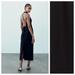 Zara Dresses | Nwt. Zara Black Rhinestone Halter Neck Midi Dress. Size M. | Color: Black | Size: M