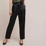 Anthropologie Pants & Jumpsuits | Ett Twa Satin Side Tie Pants Size 2 Black Anthropologie Trousers Dress Pants | Color: Black | Size: 2