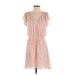 Maison Jules Casual Dress - Popover: Pink Floral Motif Dresses - Women's Size Small