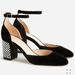 J. Crew Shoes | J. Crew Maisie Studded Heels Bm699 Black Velvet 8.5 | Color: Black/Gold | Size: 8.5