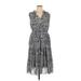 Tommy Hilfiger Casual Dress - Shirtdress: Gray Acid Wash Print Dresses - Women's Size 16