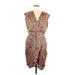 Express Cocktail Dress - Wrap: Brown Animal Print Dresses - Women's Size Medium