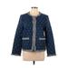 J. McLaughlin Blazer Jacket: Blue Tweed Jackets & Outerwear - Women's Size Large