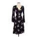 Velvet by Graham & Spencer Cocktail Dress - Wrap: Black Floral Dresses - Women's Size X-Small