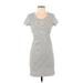 Aqua Casual Dress - Shift: Gray Stripes Dresses - Women's Size X-Small