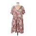 Petal and Pup Casual Dress - Popover: Pink Baroque Print Dresses - Women's Size 8