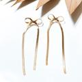Anthropologie Jewelry | Gold Bow Drop Earrings S290 | Color: Gold | Size: Os