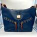 Dooney & Bourke Bags | Dooney & Bourke Navy Blue Pebbled Leather Shoulder Bag Serial Number K83 | Color: Blue/Brown | Size: H=8in D=7in L=11in Strap Drop=9in