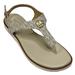 Michael Kors Shoes | Michael Kors White & Beige Leather Thong Sandal Gold Mk Medallion Size 6.5 New | Color: Cream/White | Size: 6.5