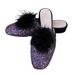 Kate Spade Shoes | Kate Spade Gala Purple Glitter Black Pom Pom Mule Size 10 | Color: Black/Purple | Size: 10