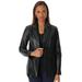 Plus Size Women's Leather Blazer by Jessica London in Black (Size 24 W)