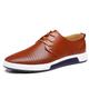 CCAFRET Men Shoes Men Casual Shoes Summer Breathable Leather Holes Design Brand Flat Shoes for Men Driving Shoes Men's Boat Shoes (Color : Brown, Size : 7)