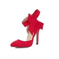 CCAFRET High Heels Ladies High Heels Bow Pointe Shoes Ladies Stiletto Shoes Ladies High Heels Wedding Shoes Bridal High Heels (Color : Red, Size : 5.5)