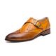 CCAFRET Men Shoes Men's Shoes Brogue Shoes Brown PU Peather Monk Shoes Slip-on Loafers (Color : Yellow, Size : 7.5)