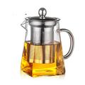 CCAFRET Tea Pot Square Glass Teapot High Borosilicate Fair Pot Stainless Steel Teapot with Filter Screen High Temperature Glass Flower Teapot