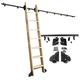 3.3ft20ft Iron Sliding Ladder Library Kit Rolling Ladder Track Hardware (No Ladder), with Floor Roller Wheel Round Tube Mobile Ladder Track (13ft/400cm Track kit)