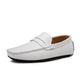 CCAFRET Men Shoes Big Size Men Loafers Real Leather Shoes Men Boat Shoes Brand Men Casual Leather Shoes Male Flat Shoes (Color : White, Size : 6.5)