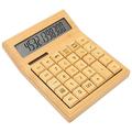 Calculator, 12 Digits Bamboo Wooden Solar Calculator, LCD Display Basic Standard Function Desktop Calculator with Solar and Battery Dual Power, for Office, Home, School, Store