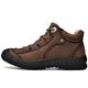 CCAFRET Mens gym shoes Outdoor Men's Boots Genuine Leather Casual Shoes Motorcycle Warm Winter Boots for Men Upscale Ankle Shoes High Quality (Color : Brown, Size : 7.5 UK)