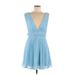 Fame and Partners x Free People Casual Dress - Mini: Blue Dresses - Women's Size 8