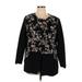 LOGO by Lori Goldstein Jacket: Black Floral Motif Jackets & Outerwear - Women's Size 16