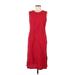 Coldwater Creek Casual Dress - Midi: Red Solid Dresses - Women's Size 8