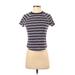 Sonoma Goods for Life Short Sleeve T-Shirt: Blue Stripes Tops - Women's Size Small