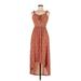 Derek Heart Casual Dress - High/Low: Orange Paisley Dresses - Women's Size Medium