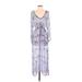 Calypso St. Barth Casual Dress: Purple Floral Motif Dresses - Women's Size Small