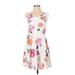 Minkpink Casual Dress - A-Line Scoop Neck Sleeveless: White Floral Dresses - Women's Size Small
