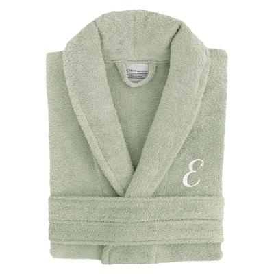 Authentic Hotel Spa Unisex Turkish Cotton Terry Cloth Bath Robe with single letter White Script Monogram