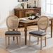 Modern Set of 2 Linen Fabric Rattan Back Dining Chair